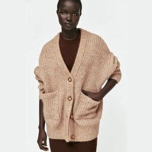 Zara Oversized Chunky Knit Cardigan - Small